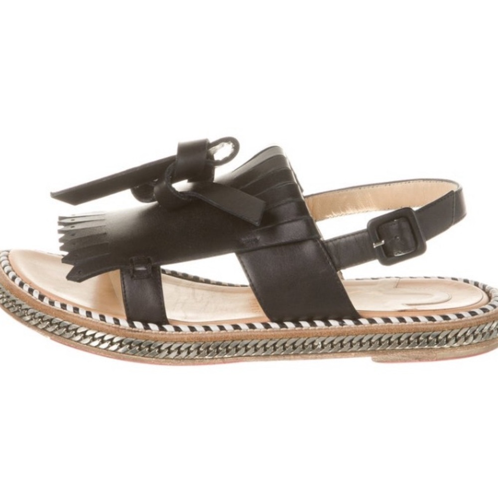 Christian Louboutin Black Fringe Sandals
